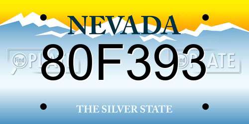 80F393 Nevada License Plate
