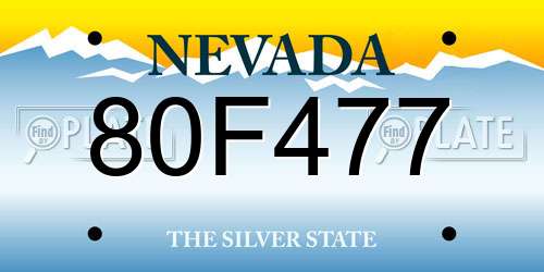 80F477 Nevada License Plate