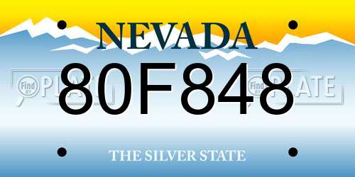 80F848 Nevada License Plate