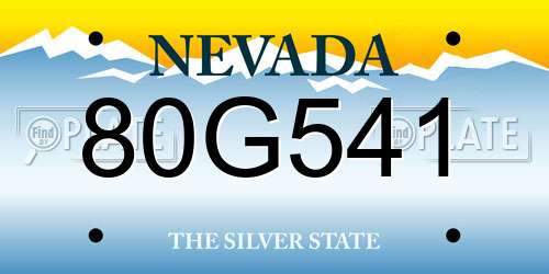 80G541 Nevada License Plate
