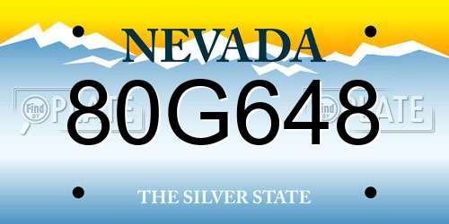80G648 Nevada License Plate