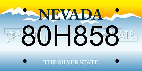 80H858 Nevada License Plate