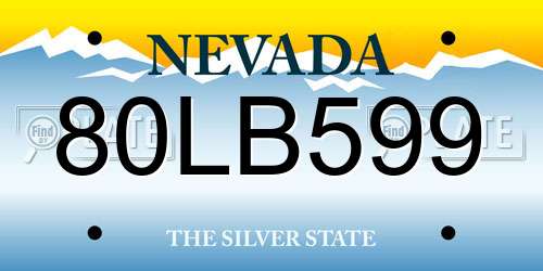 80LB599 Nevada License Plate