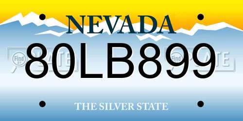 80LB899 Nevada License Plate