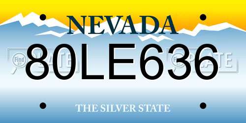 80LE636 Nevada License Plate