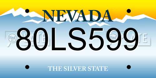 80LS599 Nevada License Plate