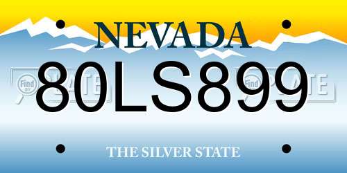 80LS899 Nevada License Plate
