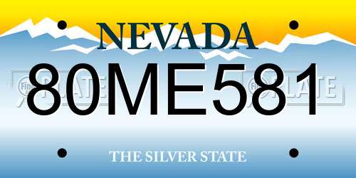 80ME581 Nevada License Plate