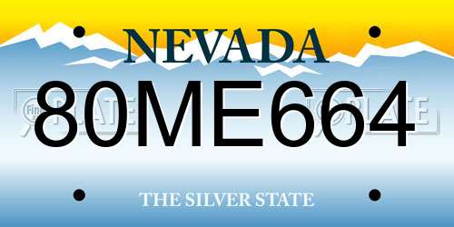 80ME664 Nevada License Plate