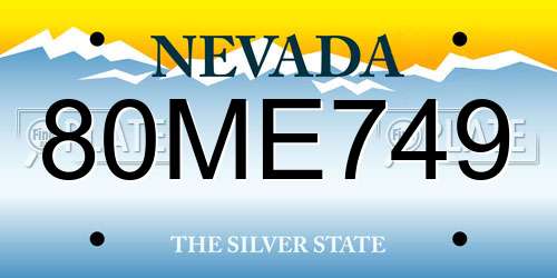 80ME749 Nevada License Plate