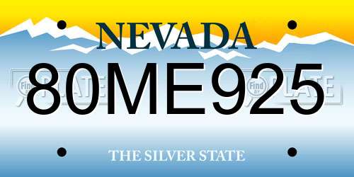 80ME925 Nevada License Plate