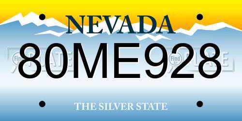 80ME928 Nevada License Plate