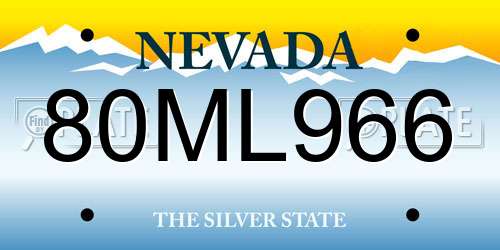 80ML966 Nevada License Plate