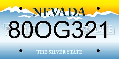 80OG321 Nevada License Plate
