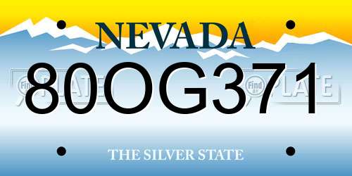 80OG371 Nevada License Plate