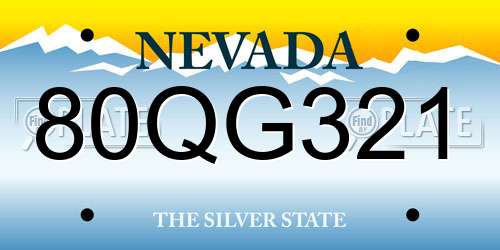 80QG321 Nevada License Plate