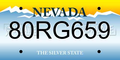 80RG659 Nevada License Plate