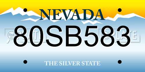 80SB583 Nevada License Plate