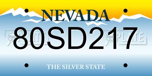80SD217 Nevada License Plate