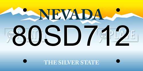 80SD712 Nevada License Plate