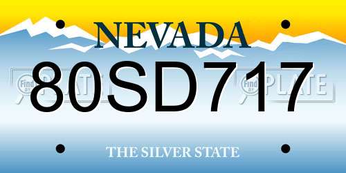 80SD717 Nevada License Plate