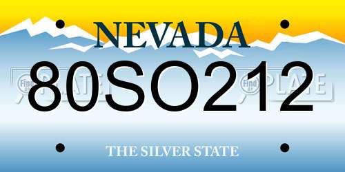 80SO212 Nevada License Plate