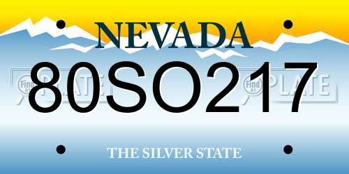 80SO217 Nevada License Plate