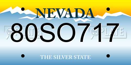 80SO717 Nevada License Plate
