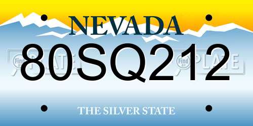 80SQ212 Nevada License Plate