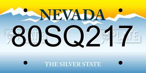 80SQ217 Nevada License Plate