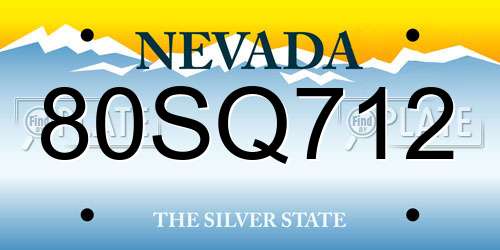 80SQ712 Nevada License Plate