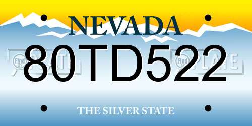 80TD522 Nevada License Plate