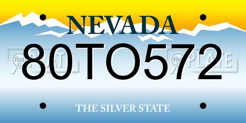 80TO572 Nevada License Plate