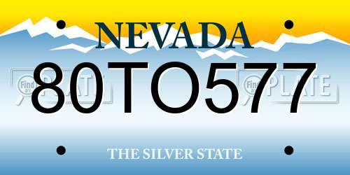 80TO577 Nevada License Plate
