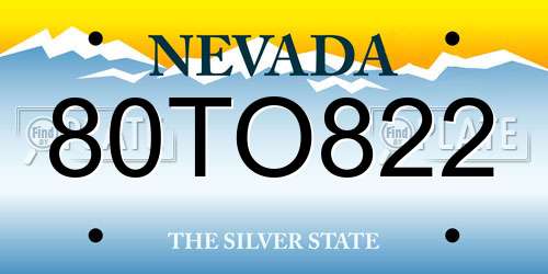 80TO822 Nevada License Plate