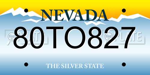 80TO827 Nevada License Plate
