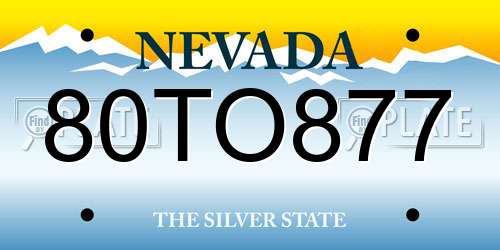 80TO877 Nevada License Plate