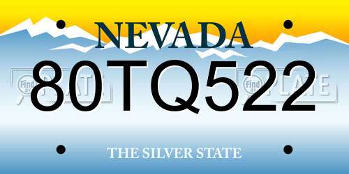 80TQ522 Nevada License Plate