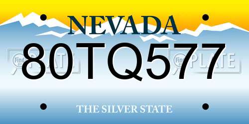 80TQ577 Nevada License Plate