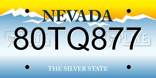 80TQ877 Nevada License Plate