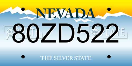 80ZD522 Nevada License Plate