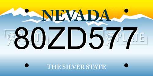 80ZD577 Nevada License Plate