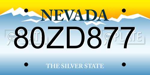 80ZD877 Nevada License Plate