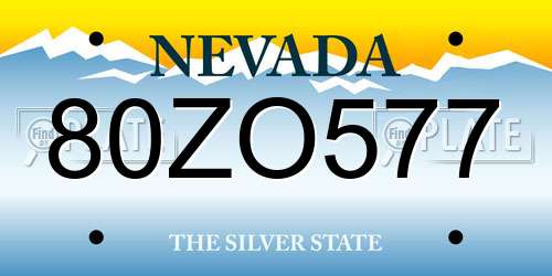 80ZO577 Nevada License Plate
