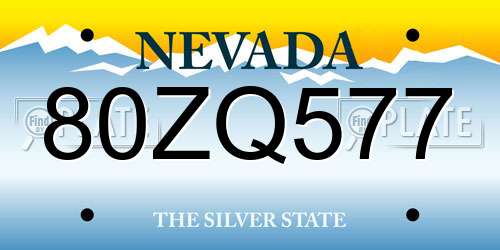 80ZQ577 Nevada License Plate