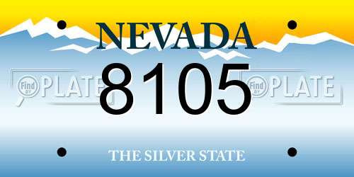 8105 Nevada License Plate