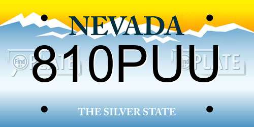 810PUU Nevada License Plate