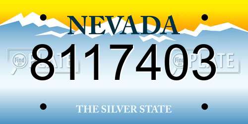 8117403 Nevada License Plate