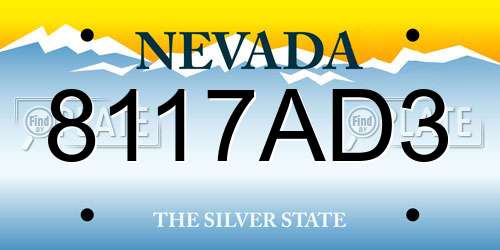 8117AD3 Nevada License Plate