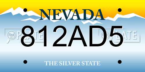 812AD5 Nevada License Plate